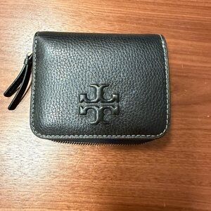 Tory Burch Black Pebbled Leather Wallet
